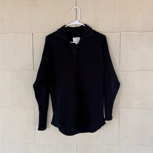 Aerie Offline black ribbed knit quarter-zip sweater